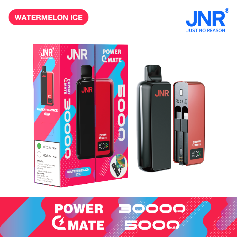 favouritevape.com JNR POWER MATE 30K(30000) Puffs 30ML E-liquid Smart LCD Screen 2% 5% Nicotine 5000mAh Powerbank Battery Disposable Vape